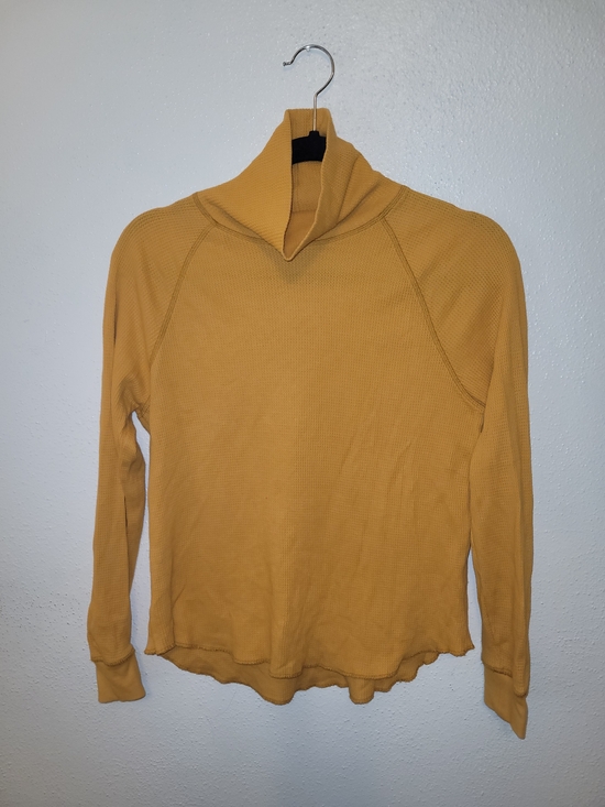 Everlane Tops - Everlane Organic Cotton Waffle Knit Mock Neck Thermal Top Mustard Yellow Size Sm
